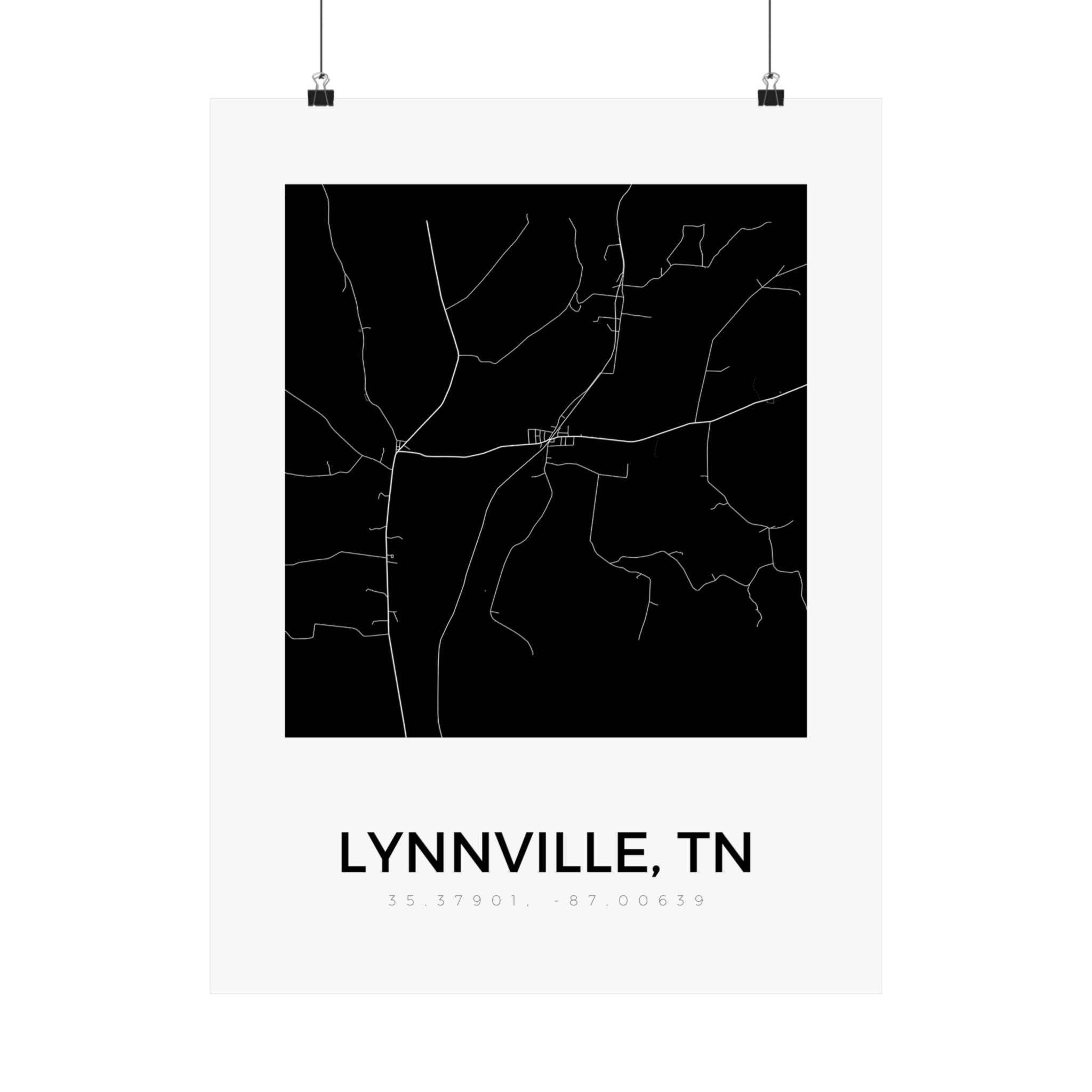 Lynnville, TN Minimal Map Poster