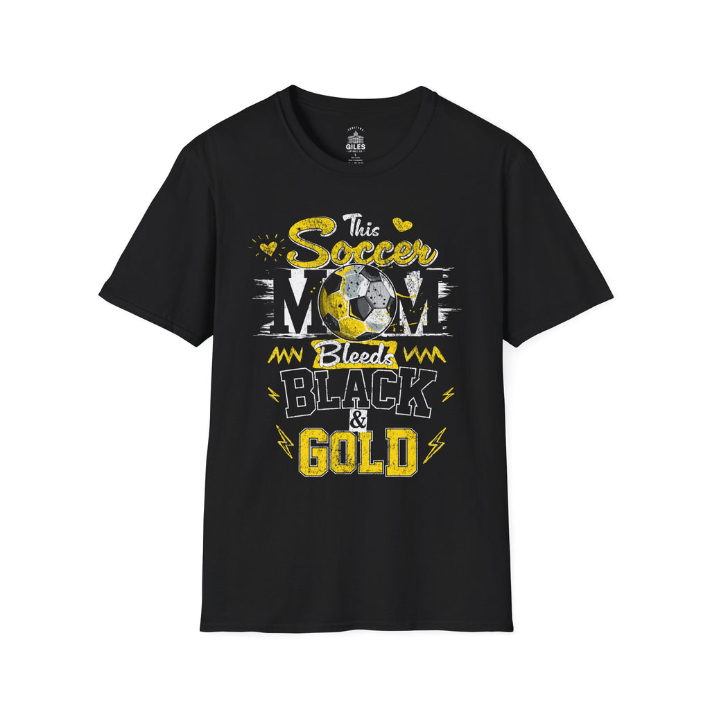This Soccer Mom Bleeds Black & Gold — Tee
