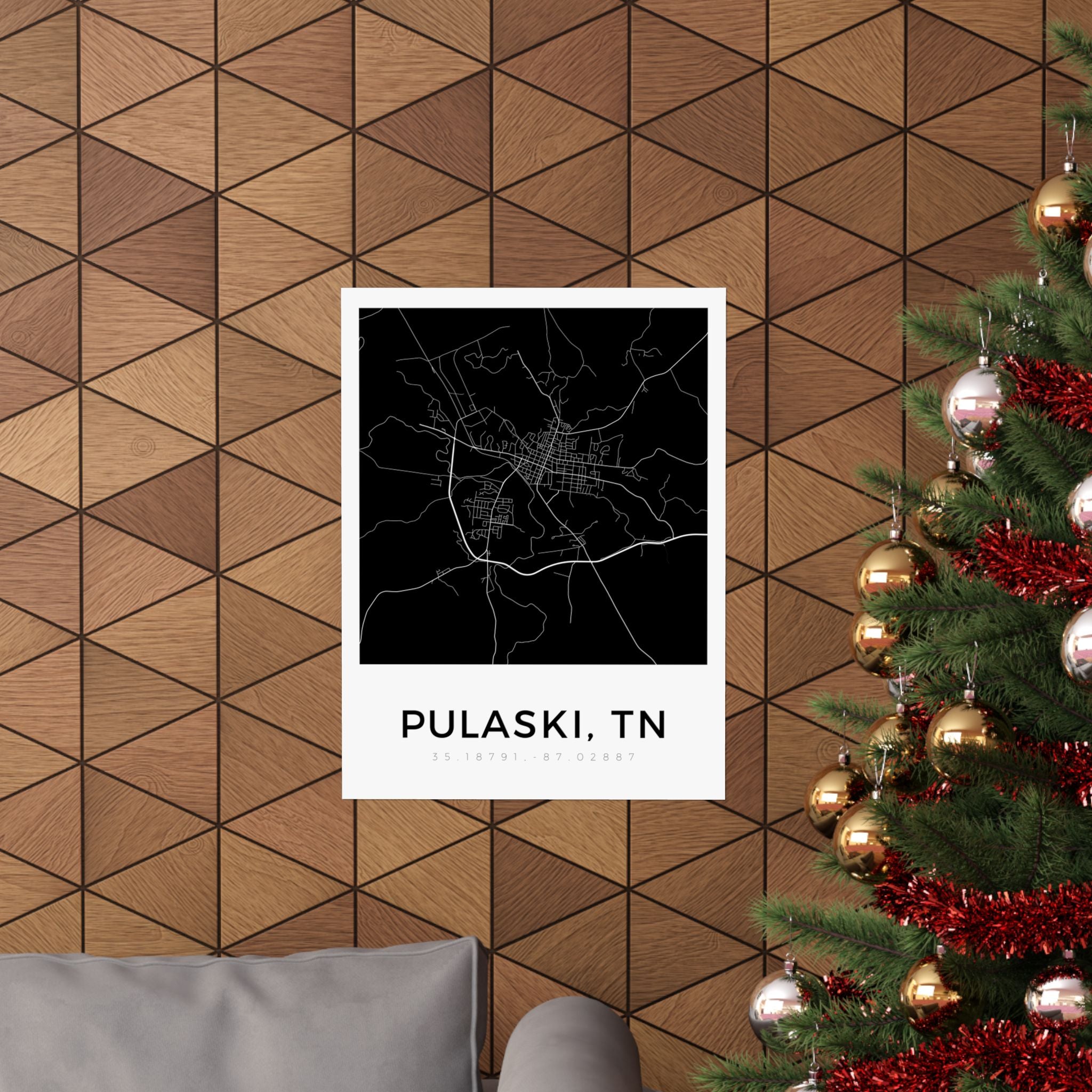 Pulaski, TN Minimal Map Poster