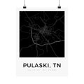 Pulaski, TN Minimal Map Poster