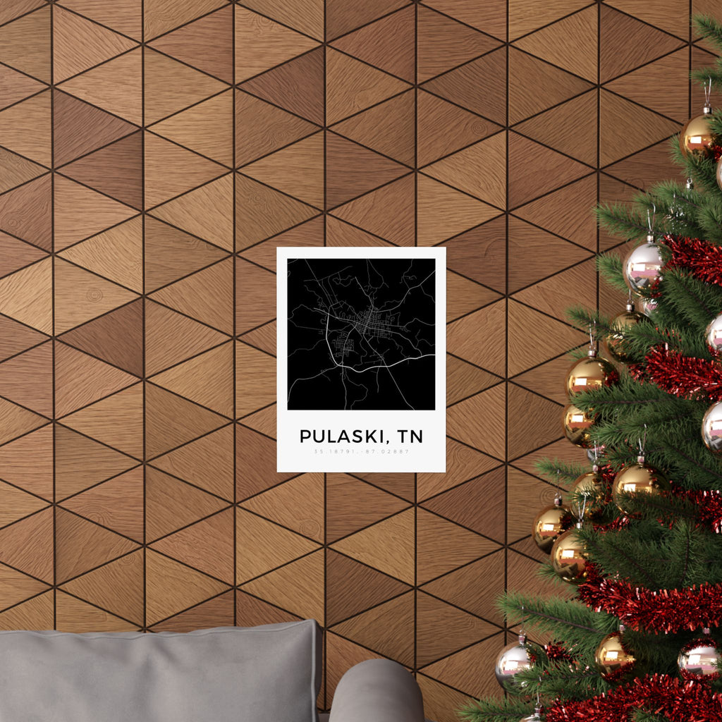 Pulaski, TN Minimal Map Poster