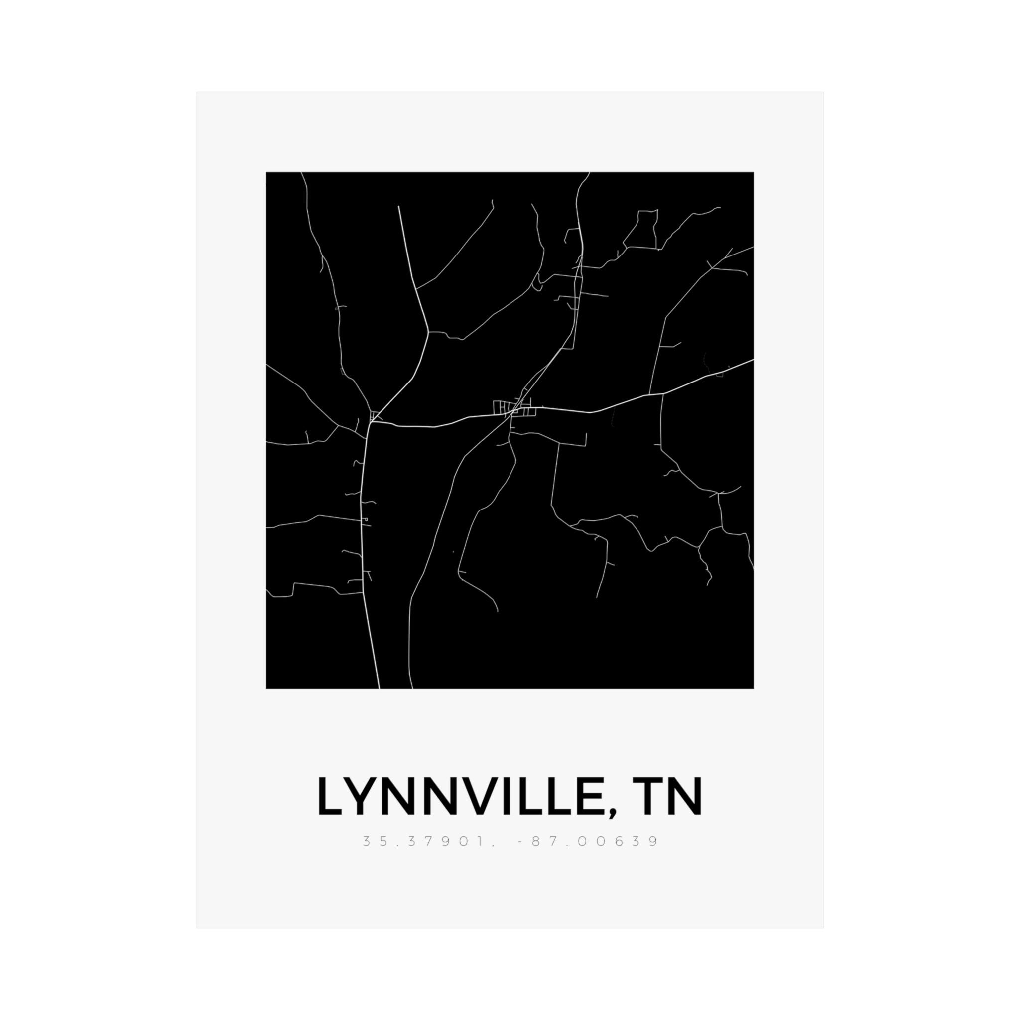 Lynnville, TN Minimal Map Poster